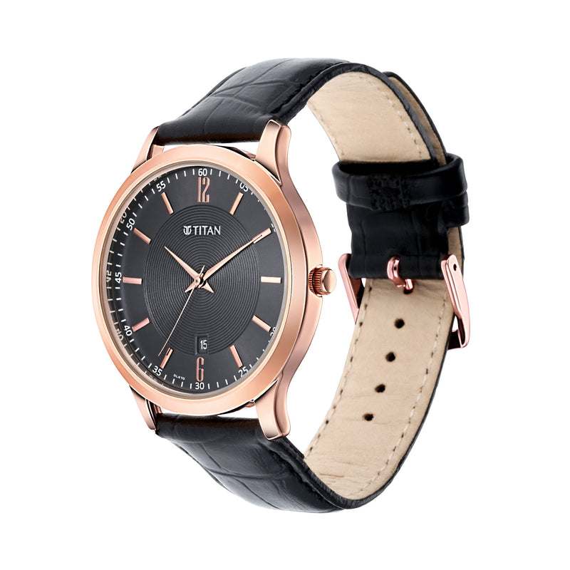 TITAN Black Dial Leather Strap Watch 1825WL03 / NR1825WL03 - KRISHNA WATCH COMPANY