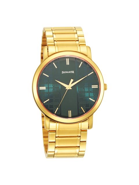 Utsav Green Dial Stainless Steel Strap Watch 99701YM03