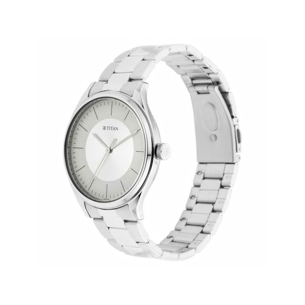 TITAN Workwear Watch with Beige Dial Metal Strap 1802SM03