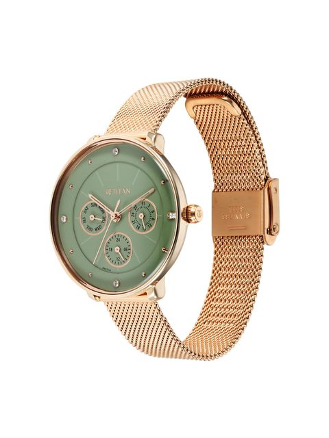 TITAN Neo Green Dial Stainless Steel Strap Watch 2651WM05