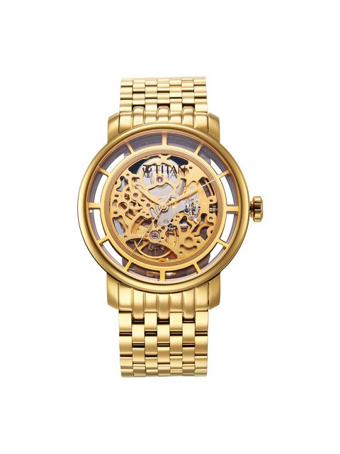 Titan Mechanical Slimline Golden Dial Watch 90158YM01 - KRISHNA WATCH COMPANY