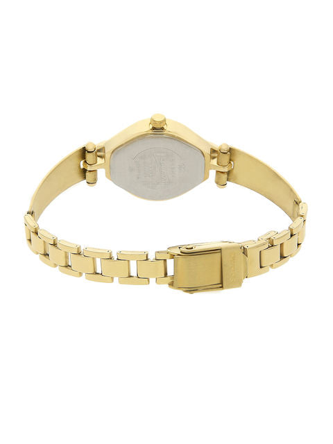 Sonata White Dial Golden Stainless Steel Strap Watch NR8063YM05