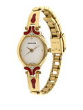 Sonata White Dial Golden Stainless Steel Strap Watch - 8068YM04