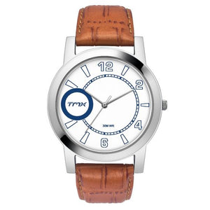 Sporty Blue Dial Dark Brown Leather Strap Watch TM0TG8100T - KRISHNA WATCH COMPANY
