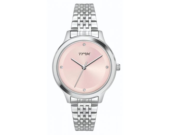 Stylish Pink Dial Watch With Crystals TM0TL10106