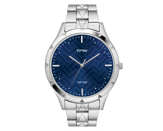 Dressy Blue Patterned Dial Bracelet Watch TM0TG7803T