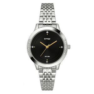 Crystal Studded Black Dial Bracelet Watch TMTL10400T - KRISHNA WATCH COMPANY