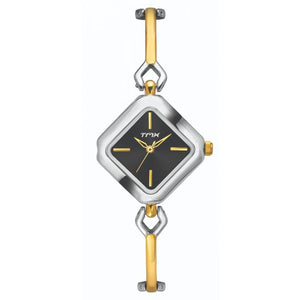 Black Dial Geometric Semi Bangle Bracelet Watch TMTL10903T - KRISHNA WATCH COMPANY
