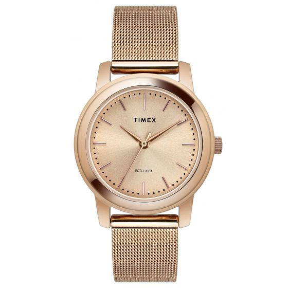 TIMEX ANALOG ROSE GOLD DIAL WOMEN'S WATCH - TW000W111