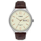TIMEX FASHION MEN'S BEIGE DIAL ROUND CASE DAY DATE FUNCTION WATCH -TWEG18401