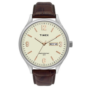 TIMEX FASHION MEN'S BEIGE DIAL ROUND CASE DAY DATE FUNCTION WATCH -TWEG18401 - KRISHNA WATCH COMPANY