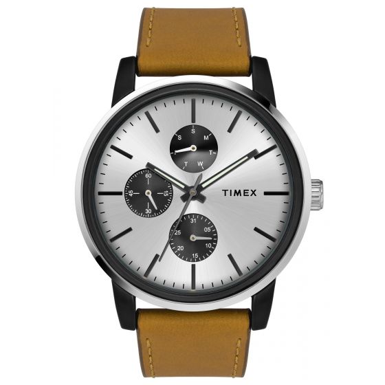 TIMEX FUSION MULTIFUNCTION ANALOG SILVER DIAL MEN'S WATCH - TWEG18901