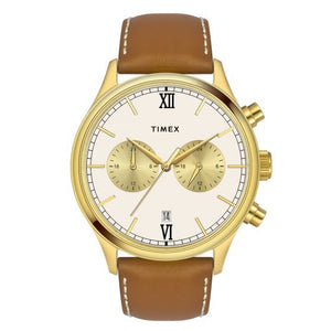 TIMEX FASHION MEN'S BEIGE DIAL ROUND CASE DUAL TIME FUNCTION WATCH -TWEG19806 - KRISHNA WATCH COMPANY