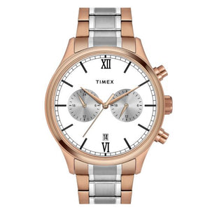 TIMEX FASHION MEN'S SILVER DIAL ROUND CASE DUAL TIME FUNCTION WATCH -TWEG19810 - KRISHNA WATCH COMPANY