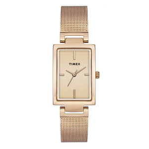 TIMEX FASHION WOMEN'S ROSE GOLD DIAL RECTANGLE CASE 3 HANDS FUNCTION WATCH -TWEL11309 - KRISHNA WATCH COMPANY