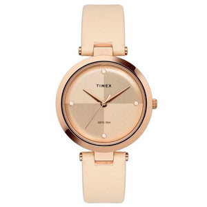 TIMEX FASHION WOMEN'S ROSE GOLD DIAL ROUND CASE 3 HANDS FUNCTION WATCH -TWEL11817 - KRISHNA WATCH COMPANY
