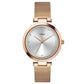 TIMEX PREMIUM SILVER DIAL WATCH WITH ROSE GOLD MESH BRACELET-TWEL11823