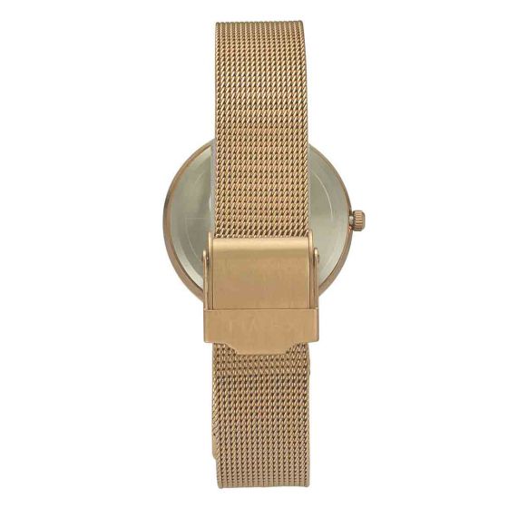 TIMEX PREMIUM SILVER DIAL WATCH WITH ROSE GOLD MESH BRACELET - TWEL11823