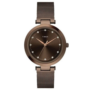 Timex Premium Full Brown Watch With Mesh Bracelet - TWEL11825 - KRISHNA WATCH COMPANY