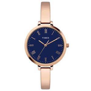 TIMEX MINIMALIST BLUE DIAL WATCH WITH ROSE GOLD BRACELET-TWEL12816 - KRISHNA WATCH COMPANY