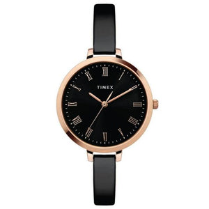 TIMEX MINIMALIST BLACK DIAL WATCH WITH BLACK BRACELET-TWEL12818 - KRISHNA WATCH COMPANY
