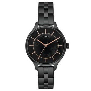 TIMEX LADIES BLACK FLORAL DIAL WATCH WITH BLACK BRACELET-TWEL14809 - KRISHNA WATCH COMPANY