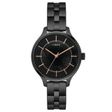TIMEX LADIES BLACK FLORAL DIAL WATCH WITH BLACK BRACELET-TWEL14809