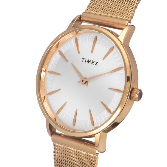 Timex Fashion Women's White Dial Round Case Watch - TWEL15606