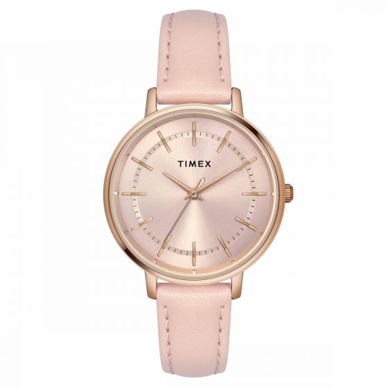 TIMEX CLASSICS COLLECTION PREMIUM QUALITY WOMEN'S ANALOG PINK DIAL COLOURED QUARTZ WATCH, ROUND DIAL WITH 34MM CASE WIDTH - TWEL15801