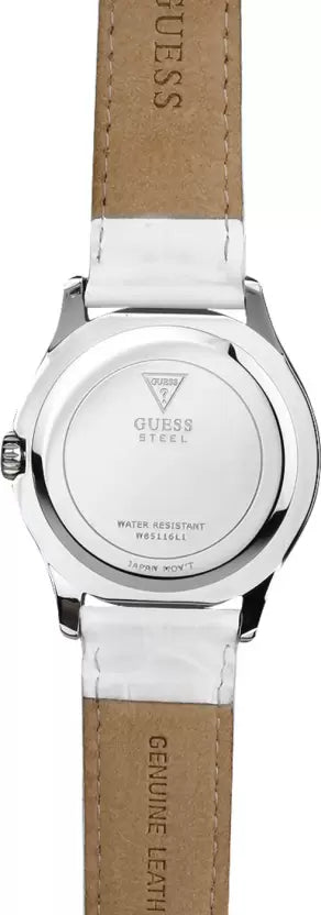 Guess watch women's discount white leather strap